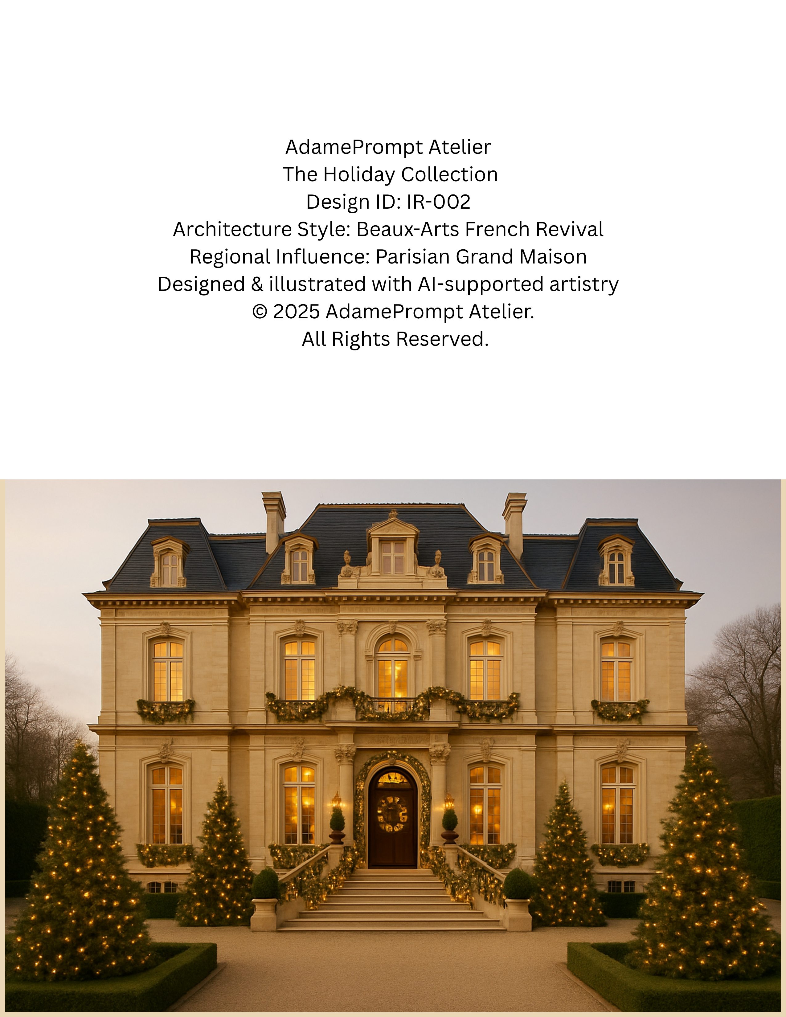 Greeting Card Gilded French Holiday Manor – Luxury Printable (IR-002)